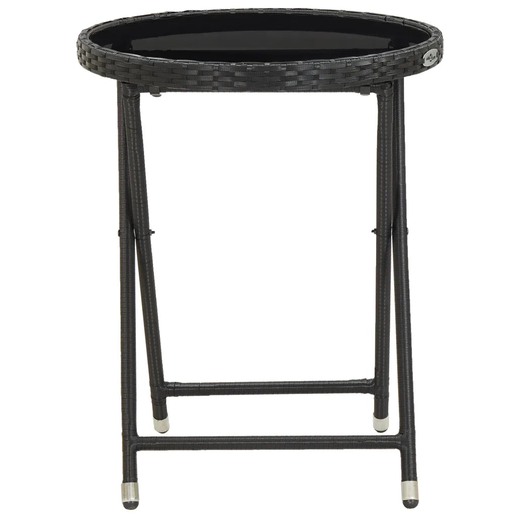 Tavolino da CaffÃ¨ Nero 60 cm in Polyrattan e Vetro Temperato cod mxl 34122