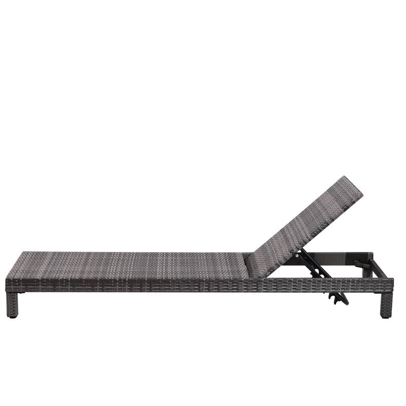 SET 2 SDRAIO DA GIARDINO IN PE RATTAN CON CUSCINO IMBOTTITO GRIGIO 196X65X22 CM
