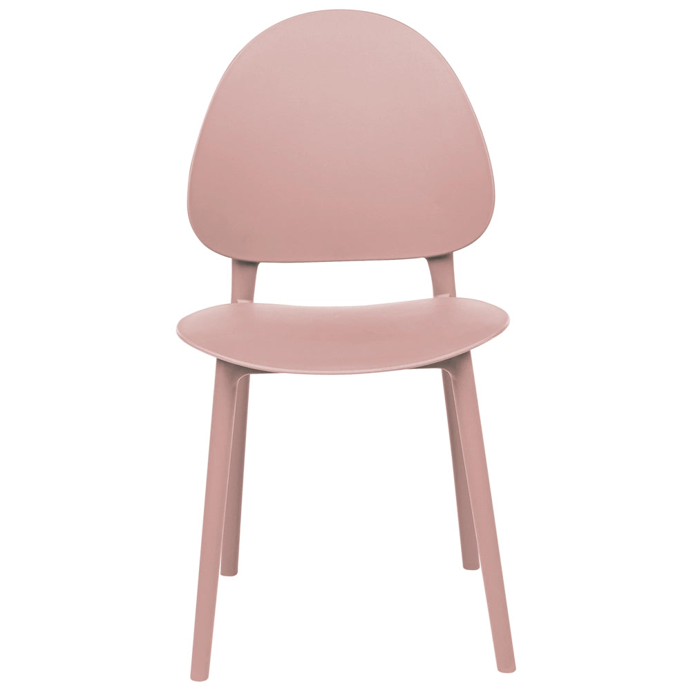Set di 4 sedie da pranzo in plastica rosa per interni ed esterni senza braccioli stile classico minimalista