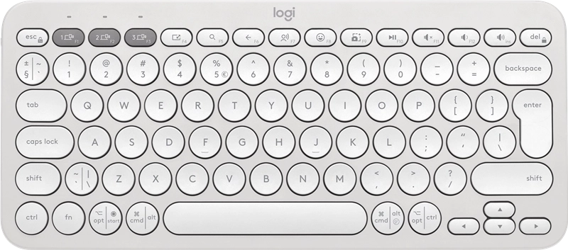 ORIGINAL Logitech Accessori per computer Bianco 920-011852 Pebble Keys 2 K380s Qwerty, Bluetooth / Logi Bolt, 2x AAA, 279 x 124 x 16 mm, 415 g, Bianco bitonale