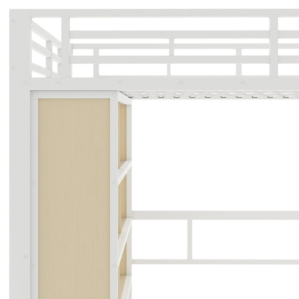 Letto a Soppalco con Scrivania e LED ¨C Xylo ¨C Bianco, Metallo, 140x200