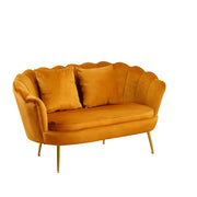Divano Frida Velluto Senape Gambe Oro con Cuscino