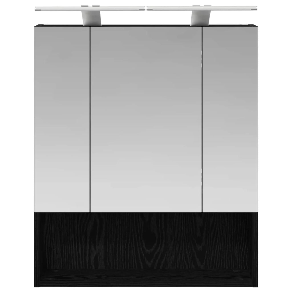 Mobiletto per specchio da bagno Rovere Nero 60 x 14.5 x 70 cm 889192