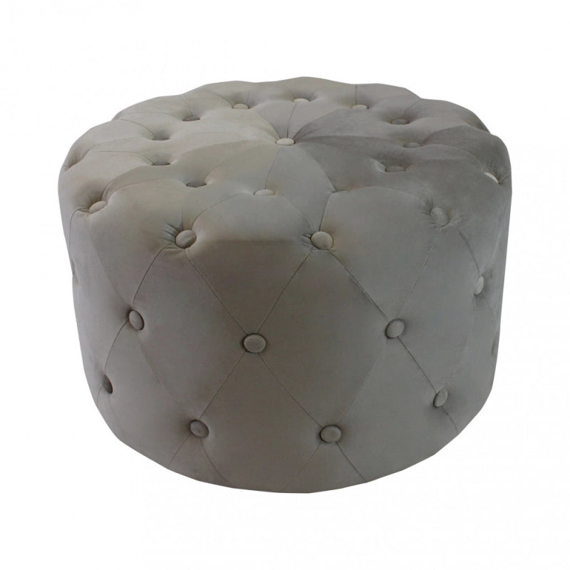 POUF ROTONDO IN VELLUTO TORTORA