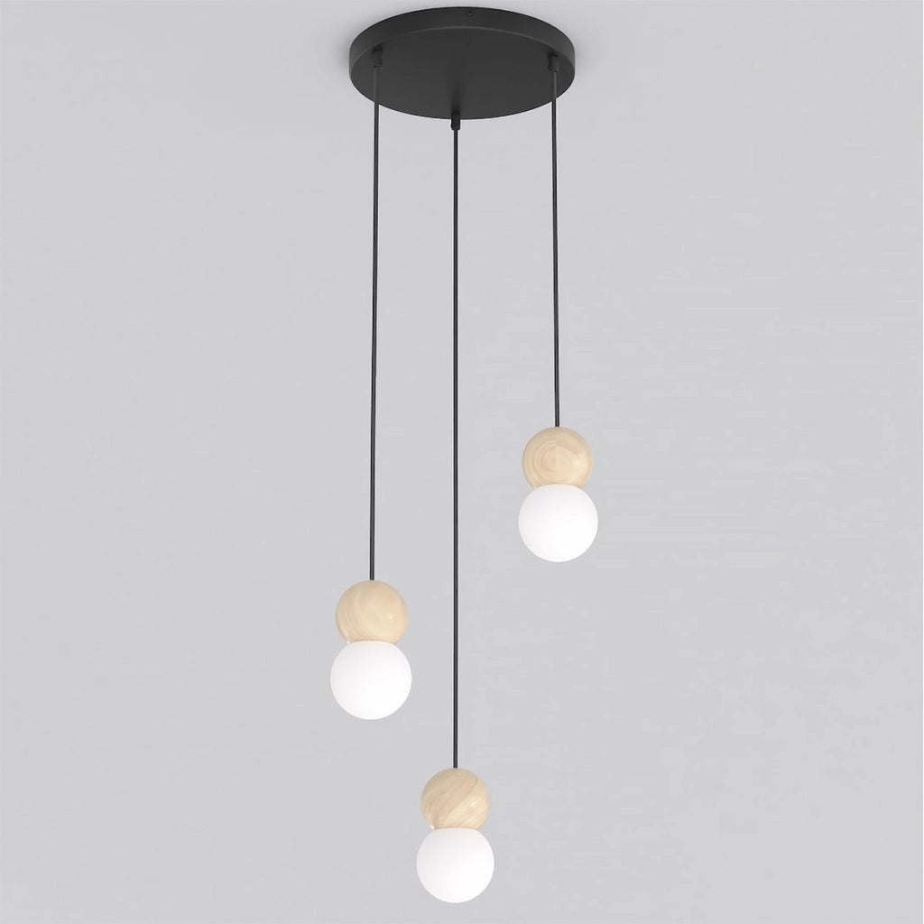 Lampada a sospensione LOOP in acciaio nero e legno