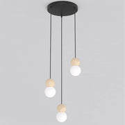 Lampada a sospensione LOOP in acciaio nero e legno