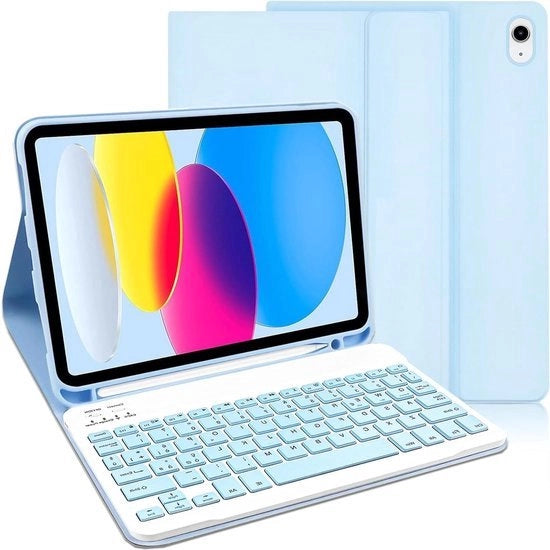 Copri da scrivania per iPad 10a generazione - standaard a angolo multi-funzione magnetica - copertura 109 pollici 2022 - tastiera Bluetooth wireless rimovibile - layout QWERTY italiano