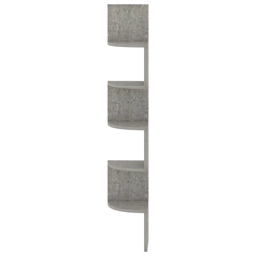 Scaffale Angolare a Muro | Mensola a parete Grigio Cemento 19x19x123cm Multistrato