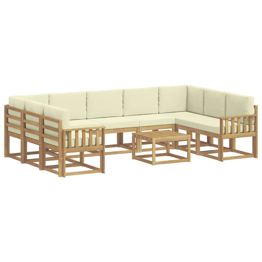 Set di divani da esterno 10 pz Bianco e Crema Poliestere 3388249