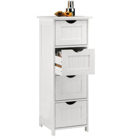 Mobile Bagno Cassettiera 4 Cassetti con Ripiano Legno MDF Bianco 30x30x82cm