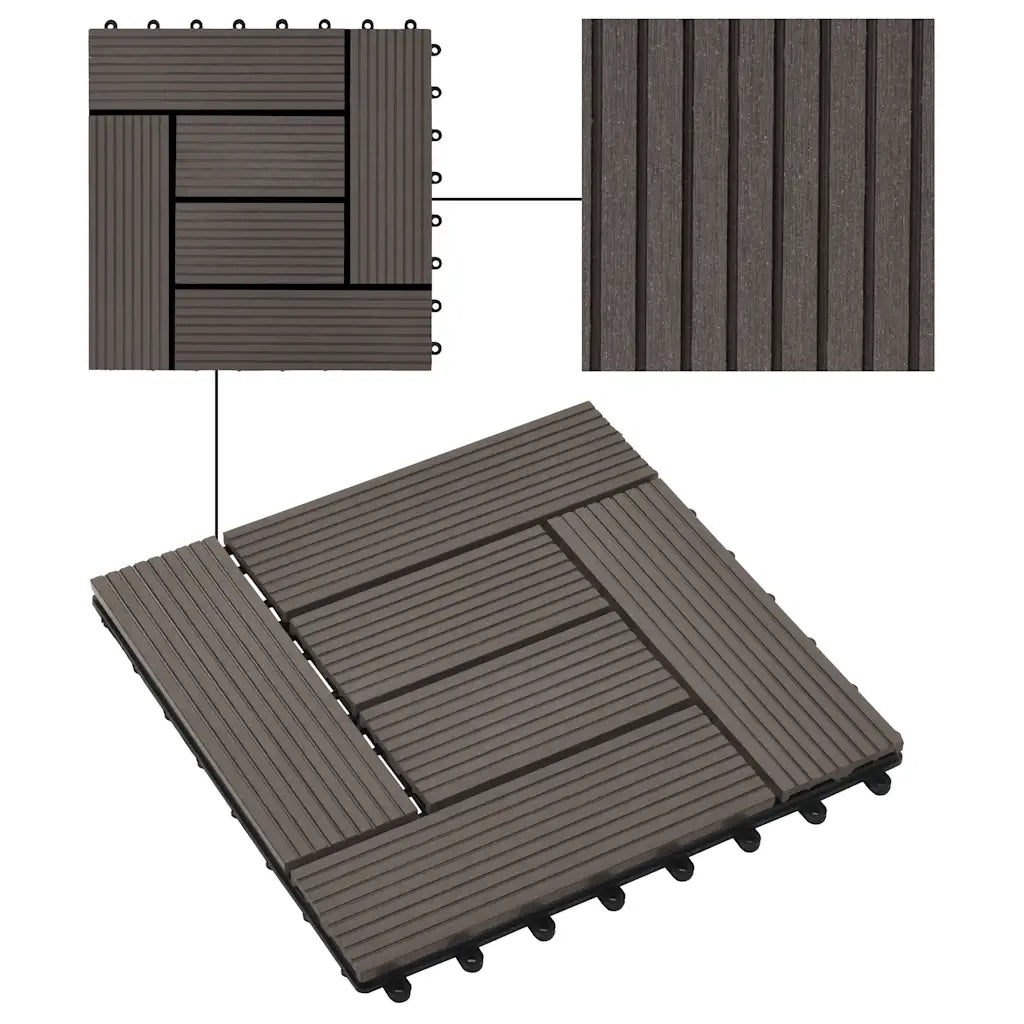 Piastrelle per Decking 22 pz 30x30cm 2mq in WPC Marrone Scuro