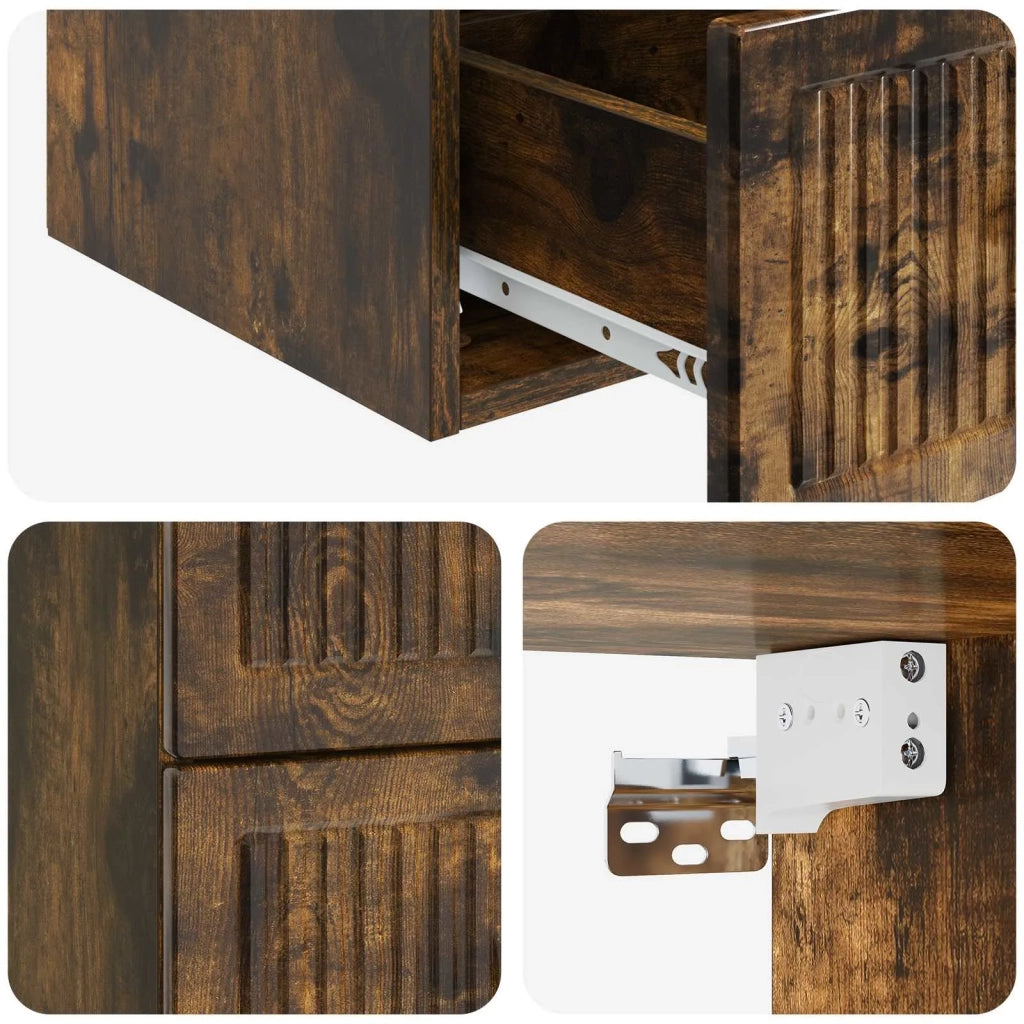 Mobiletto da notte a muro 2 pcs Rovere Fumo 33 x 34,5 x 40 cm 897966