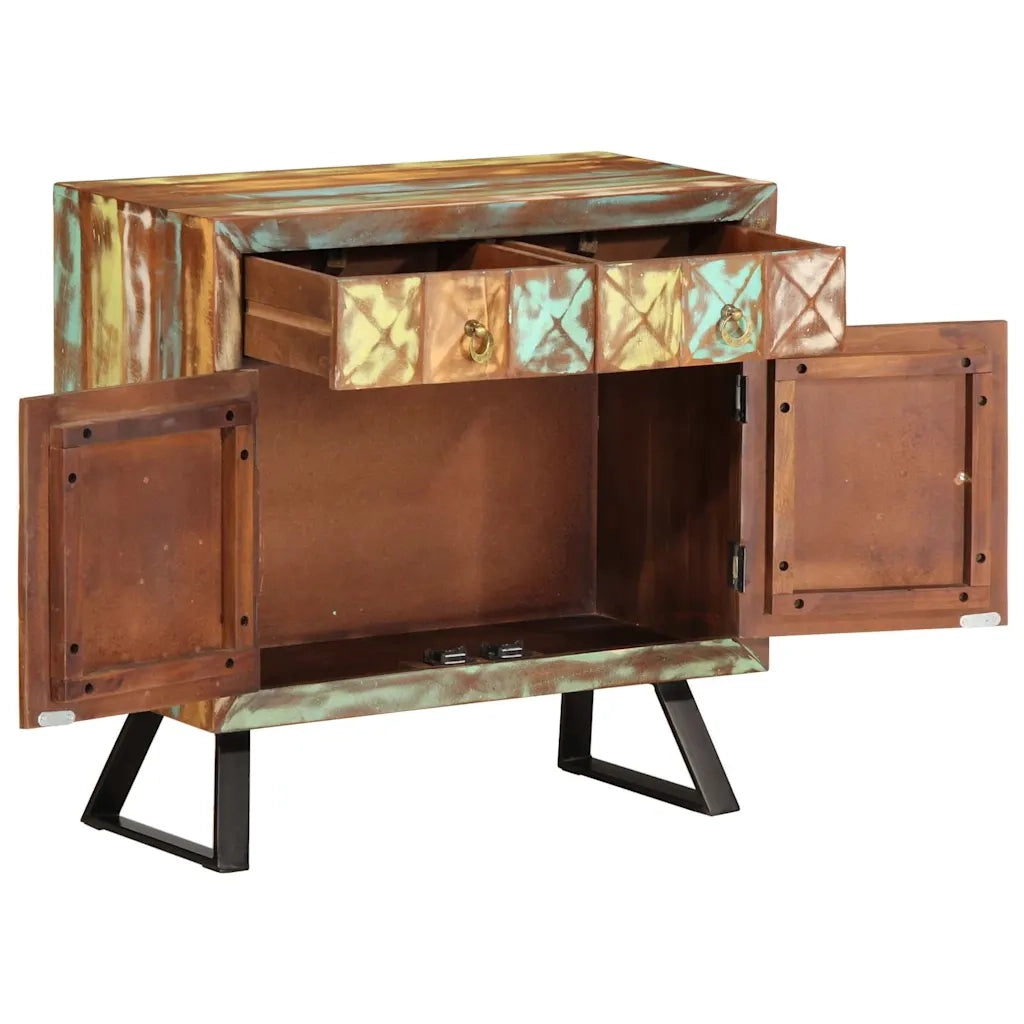 Cassettiera Multicolore 70x35x70 cm Legno Massello di Recupero 358186