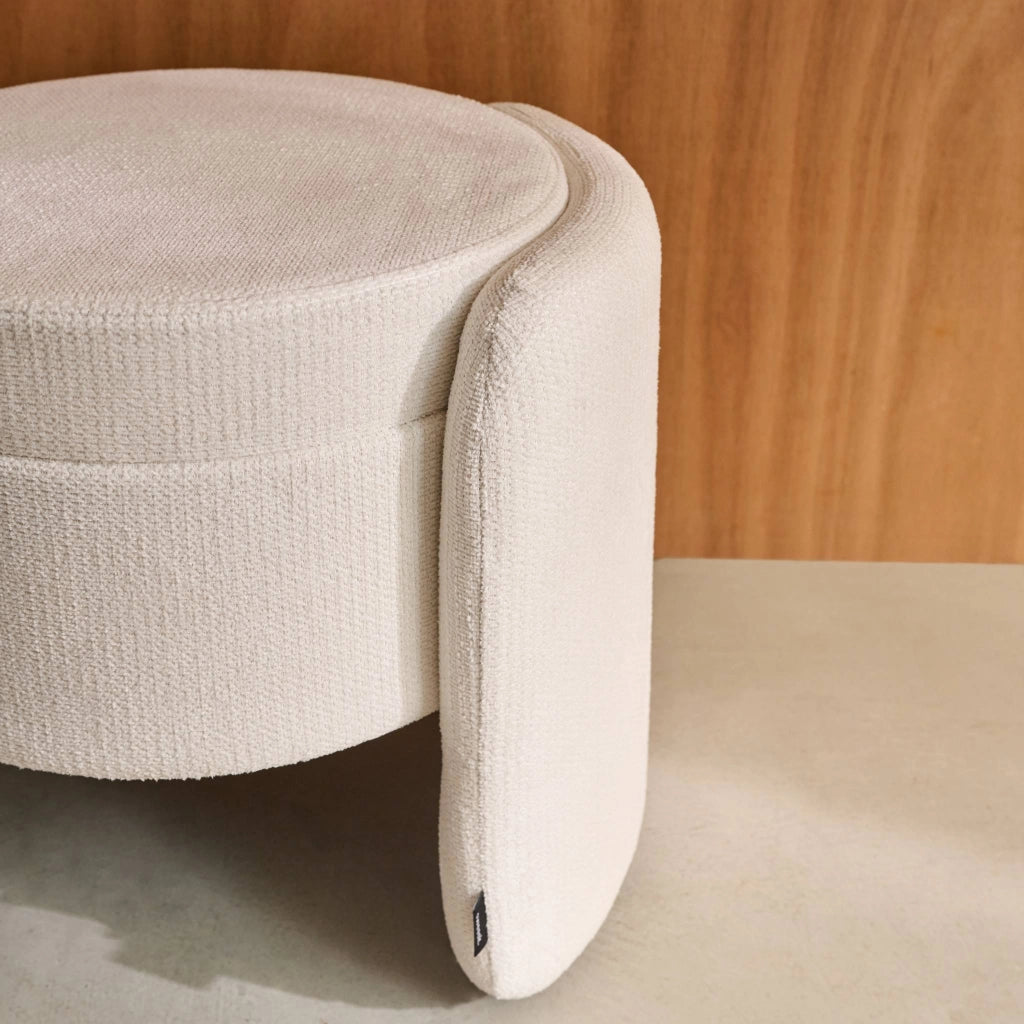 Pouf contenitore in tessuto, bianco