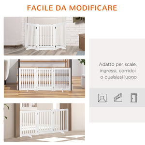 Cancelletto di Sicurezza Pieghevole per Animali Domestici 155x35,5x76 cm in MDF Bianco