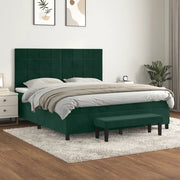 Giroletto a Molle con Materasso Verde Scuro 180x200 cm Velluto