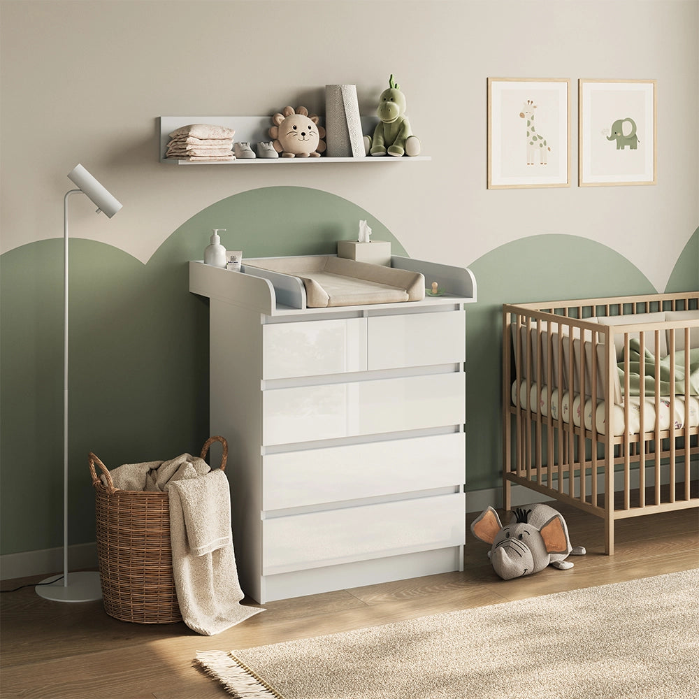 Vicco Fasciatoio Bianco 80 x 110.2 cm con 5 cassetti