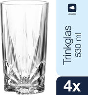 Set di bicchieri per drink, 4 pezzi, resistenti al lavastoviglie, con rilievo, lucidatura a specchio, bicchiere da acqua XL, 530 ml