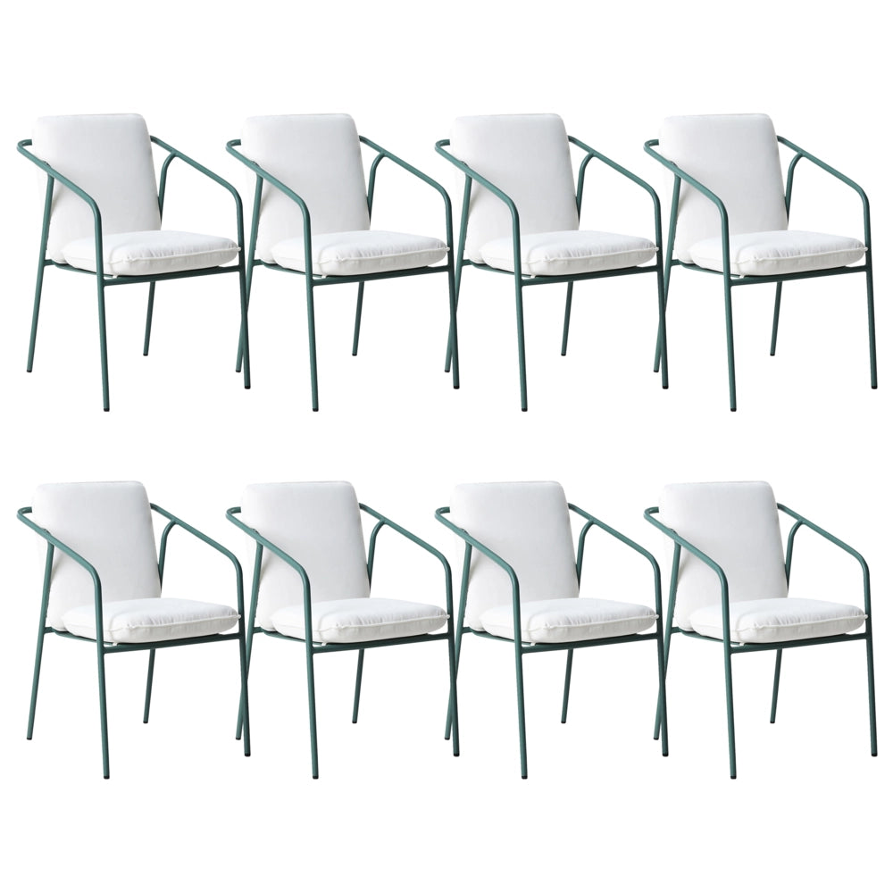 Set di 4 sedie da giardino con cuscini Finitura verniciata a polvere Alluminio impilabile Metallo verde