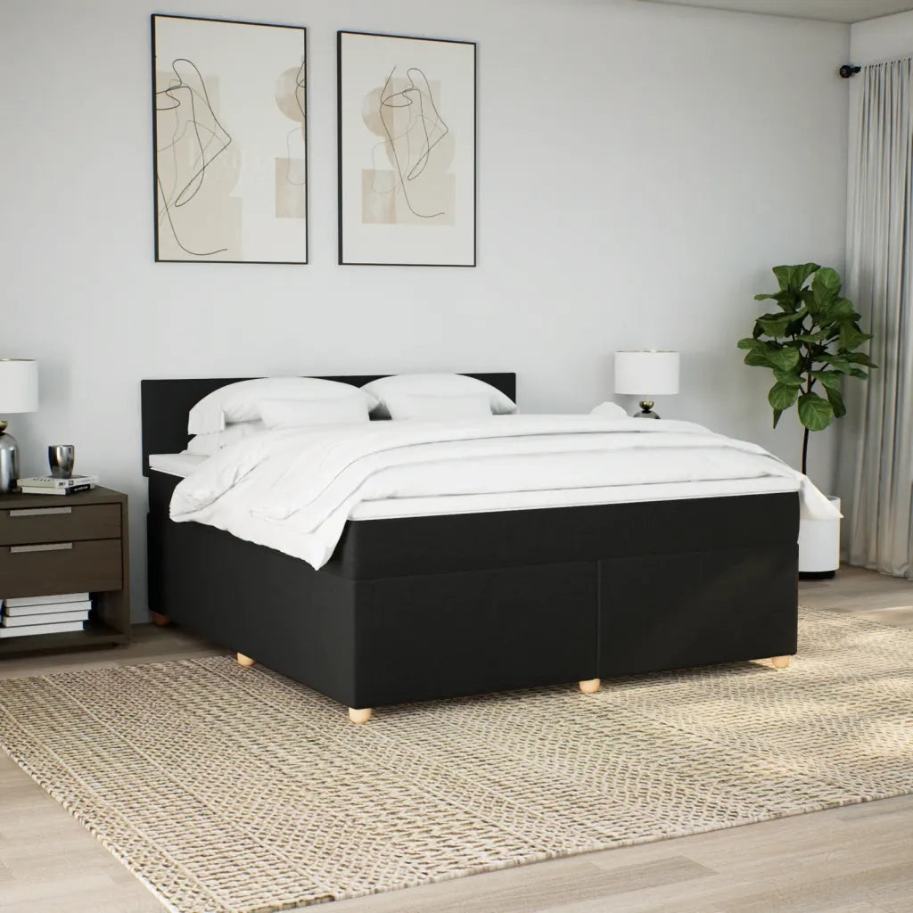 Giroletto a Molle con Materasso Nero 180x200 cm in Tessuto