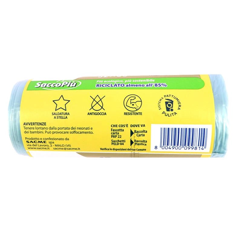 SACCHETTI PATTUMIERA CON MANIGLIA TRASPARENTE, SALFATURA A STELLA, ANTIGOCCIA, RESISTENTE 15PZ 52X68 CM