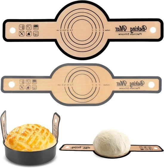 Matte in silicone con maniglie allungate per Dutch Oven - Tavola di cottura riutilizzabile per pane, impasto e forno - Set da 2 pezzi.