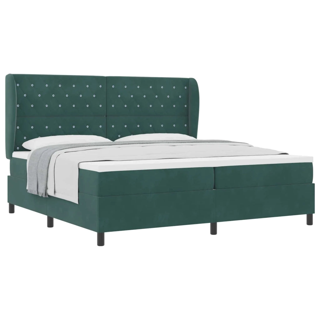 Letto a molle con materasso Verde Scuro 200 x 200 cm Velluto 3340895