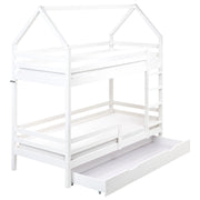 Letto a castello doppio con contenitore in legno di pino bianco UE dimensioni singole 90 x 200 cm Bambini Camera da letto per bambini