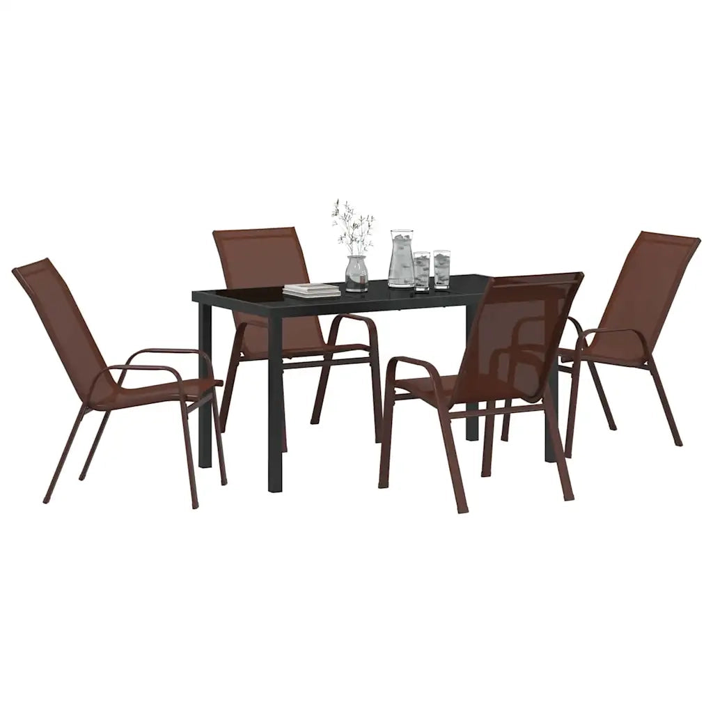 Set da Pranzo per Giardino 5 pcs Marrone e Nero 3379130
