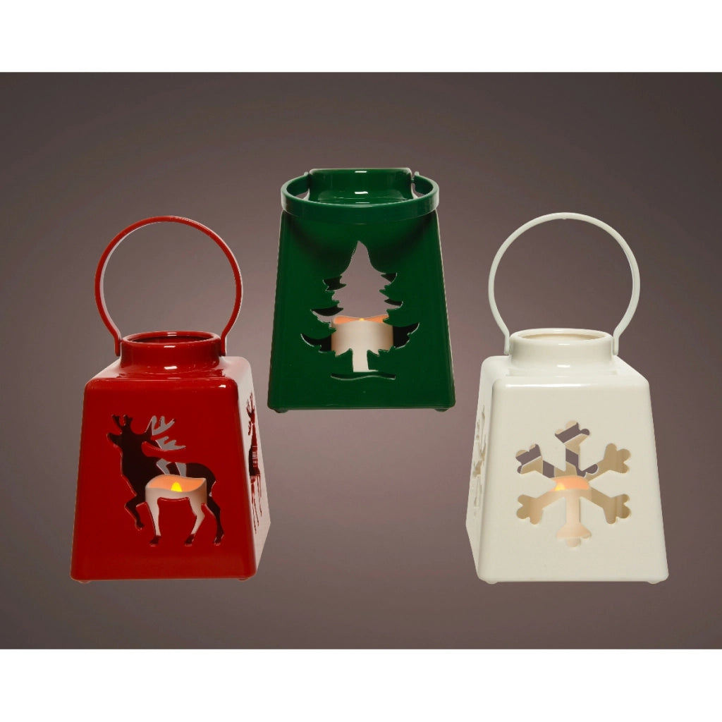 Lanterna LED in plastica con intagli Kaemingk
