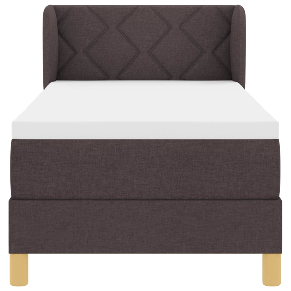 Letto con Box Spring e Materasso - Marrone Scuro, 80x200 cm, Tessuto