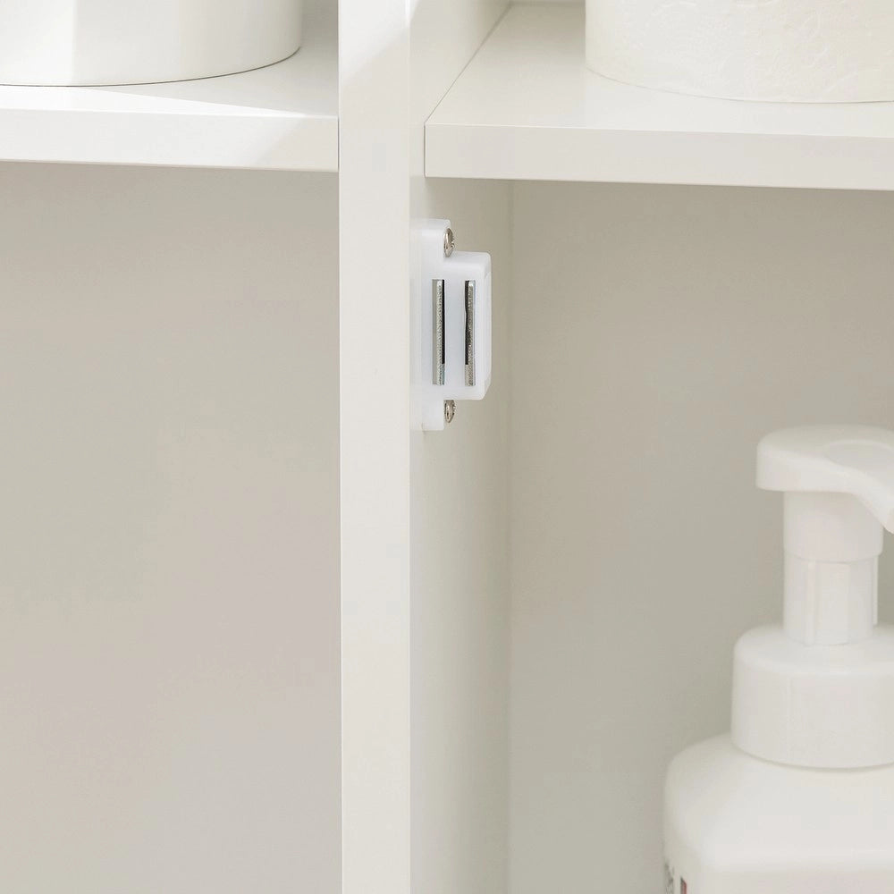 SoBuy Mobile Bagno Compatto con Sportello e Mensole – Armadietto Stretto per WC o Lavabo – Bianco, 50x21x86 cm BZR189-W