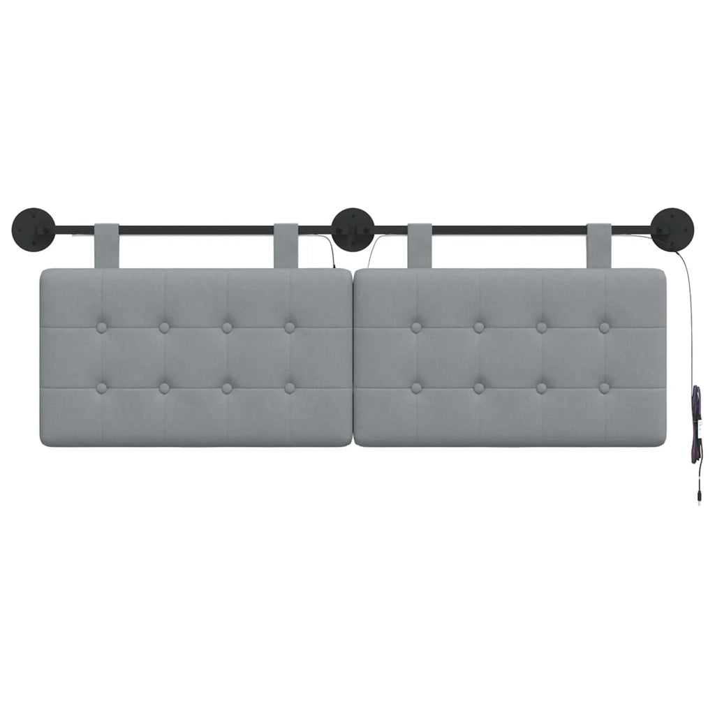 Testiera sospesa Con luce LED Grigio Chiaro Tessuto