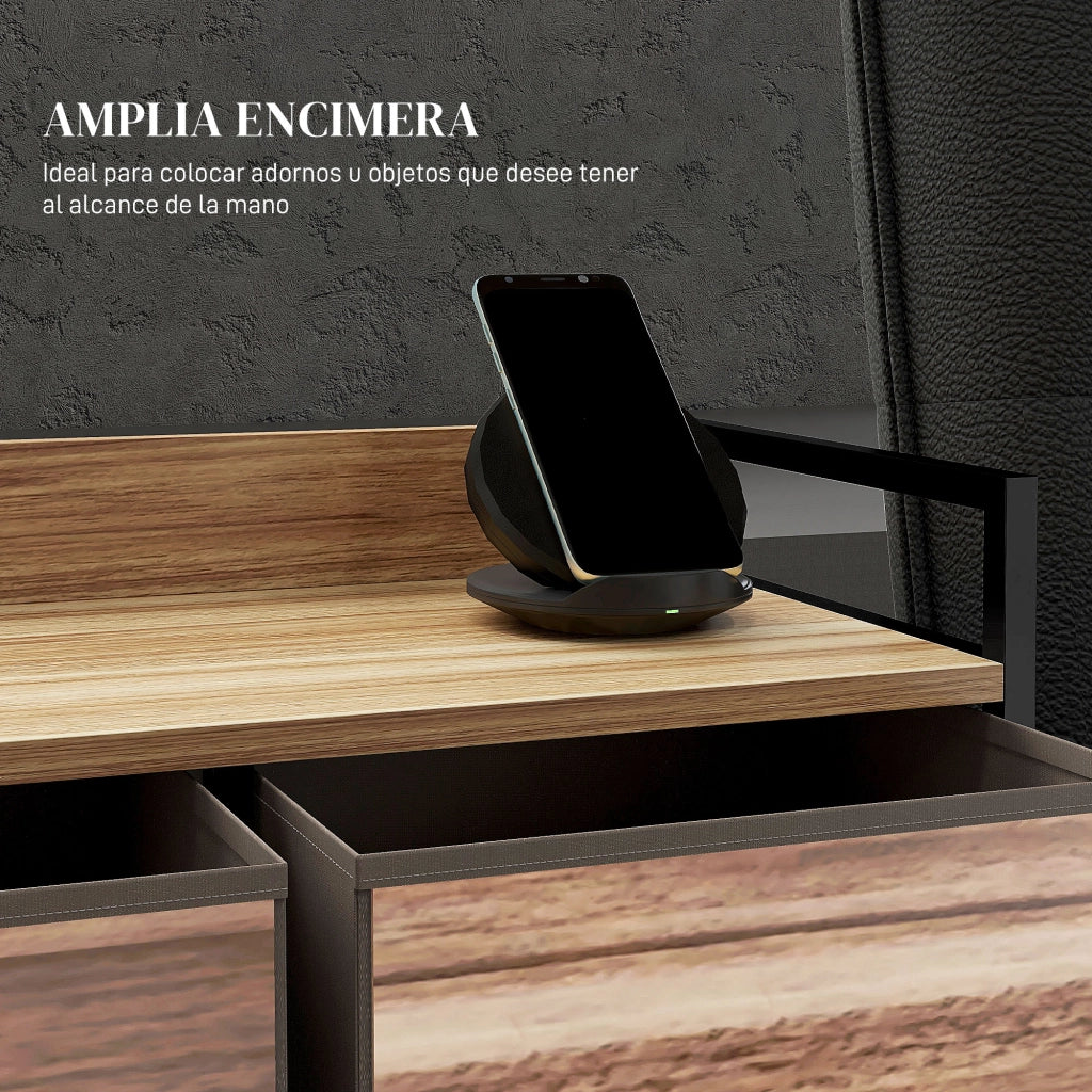 Cassettiera con 5 Cassetti e Struttura in Metallo Stile Industriale ¨C Xylo ¨C Rovere 98x29x63 cm