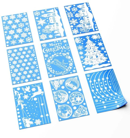 Sticker per finestra per Natale - 244 pezzi - Autoadesivi - Fiocchi di neve - Riciclabili - Dimensioni perfette 20 x 30 cm - Sticker per finestra natalizi