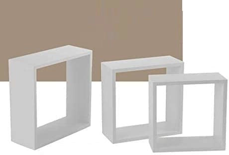 SET 3 PENSILI QUADRATI IN LEGNO DA PARETE IN TRE MISURE CON FINITURA BIANCA