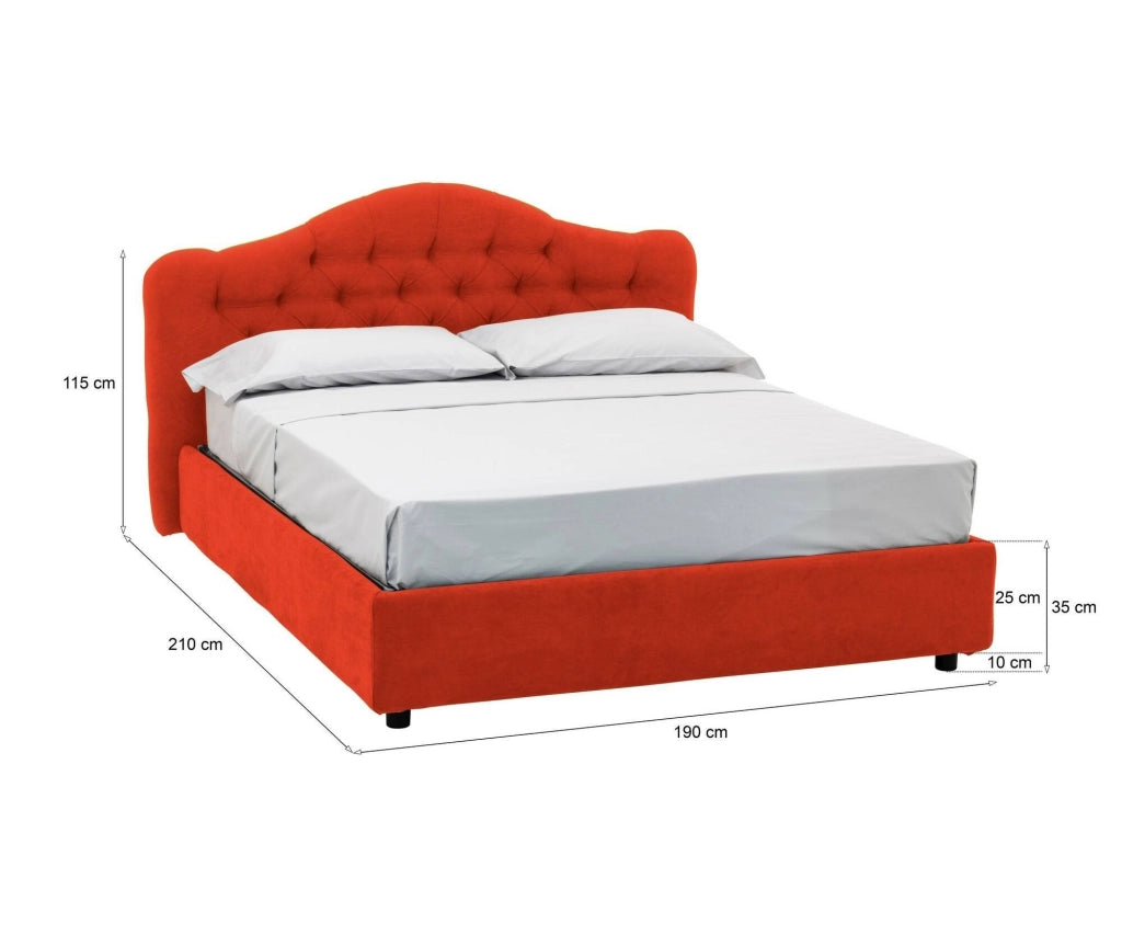 Letto Matrimoniale Arex, Letto Matrimoniale Sfoderabile Made in Italy, Arancione