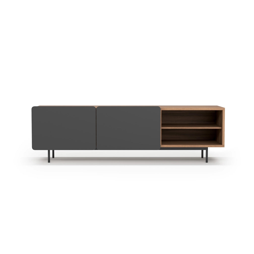 Mobile TV Herdasa effetto noce e grafite gambe grafite 54x180x44