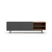 Mobile TV Herdasa effetto noce e grafite gambe grafite 54x180x44