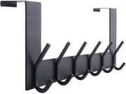 Grappolo per porta - 6 ganci - nero - resistente all'ossidazione - 39x11,5x8 cm