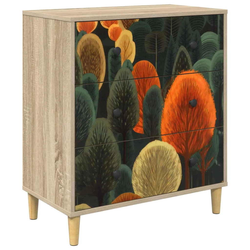 Cassettiera ZAANDAM Stampa boschiva 66 x 36,5 x 75 cm Sonoma 8007360