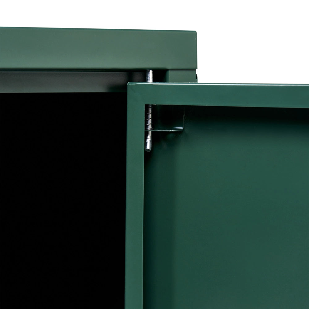 Credenza a 2 ante in acciaio verde mensole per mobili per ufficio a casa Tappi per gambe Design industriale