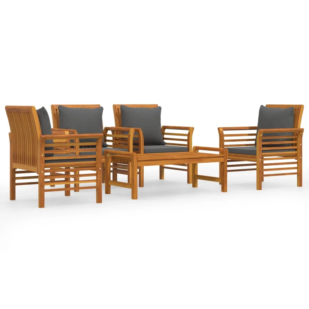 Set Salotto da Giardino 5 pz con Cuscini Legno Massello Acacia 3058101