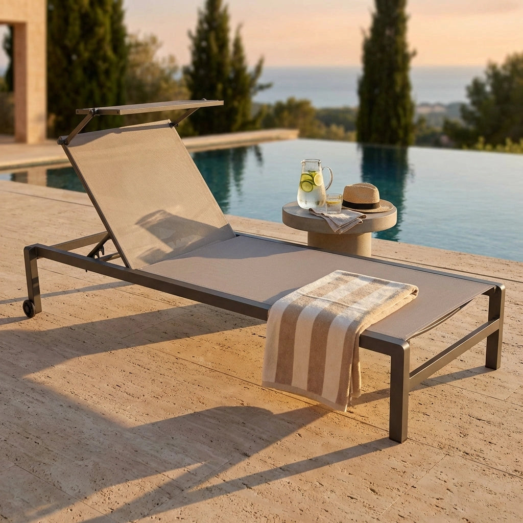 Lettino prendisole da giardino con tettuccio - MALO