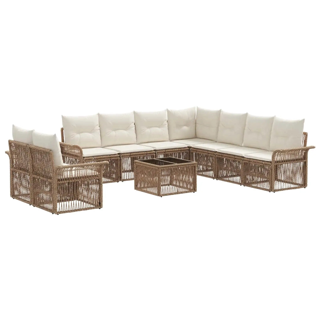 Set Divano da Giardino 10 pcs Beige polyrattan 3434874