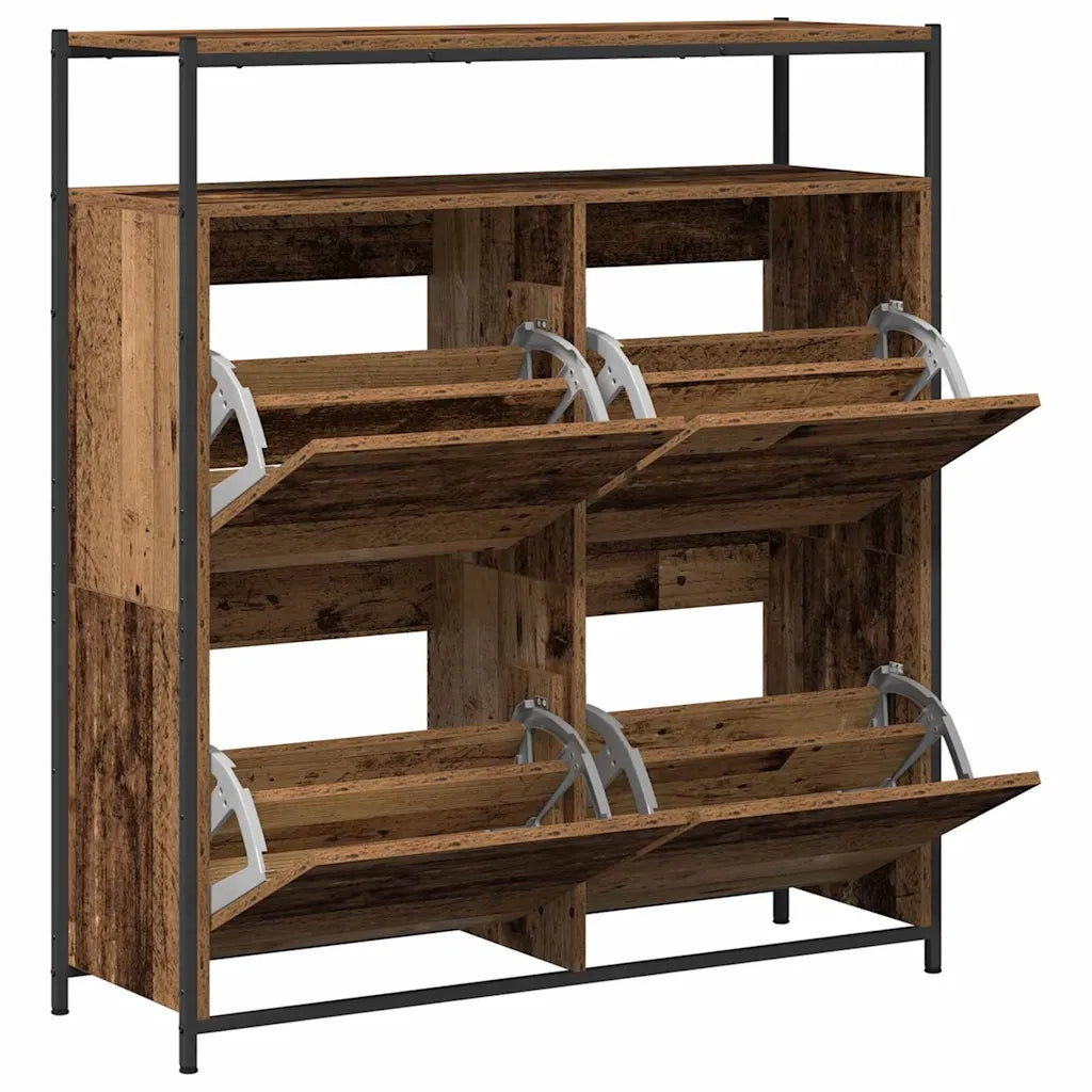Mobile per scarpe con porta-Scarpiera Legno vecchio 100 x 34 x 112 cm