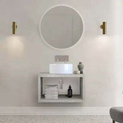 Mensolone bagno 60 cm grigio chiaro con vano a giorno per lavabo da appoggio Master
