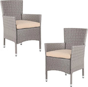 Set di 2 Sedie da Giardino Poly Rattan Impilabile Resistente 160 kg Sedia da Balcone Crema