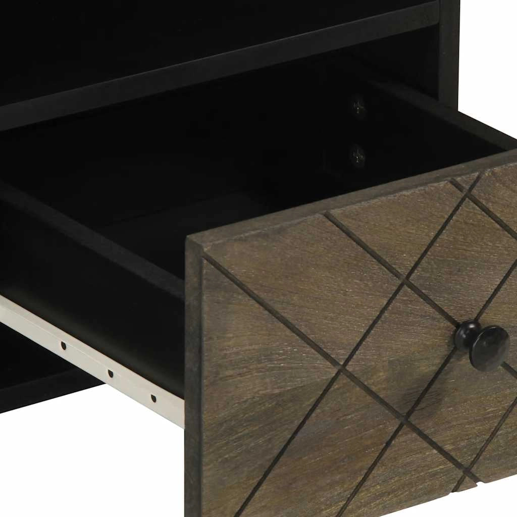 Mobile porta TV nero con ampio spazio di archiviazione per il soggiorno 100 x 33 x 46 cm in legno massello di mango 02_0057731