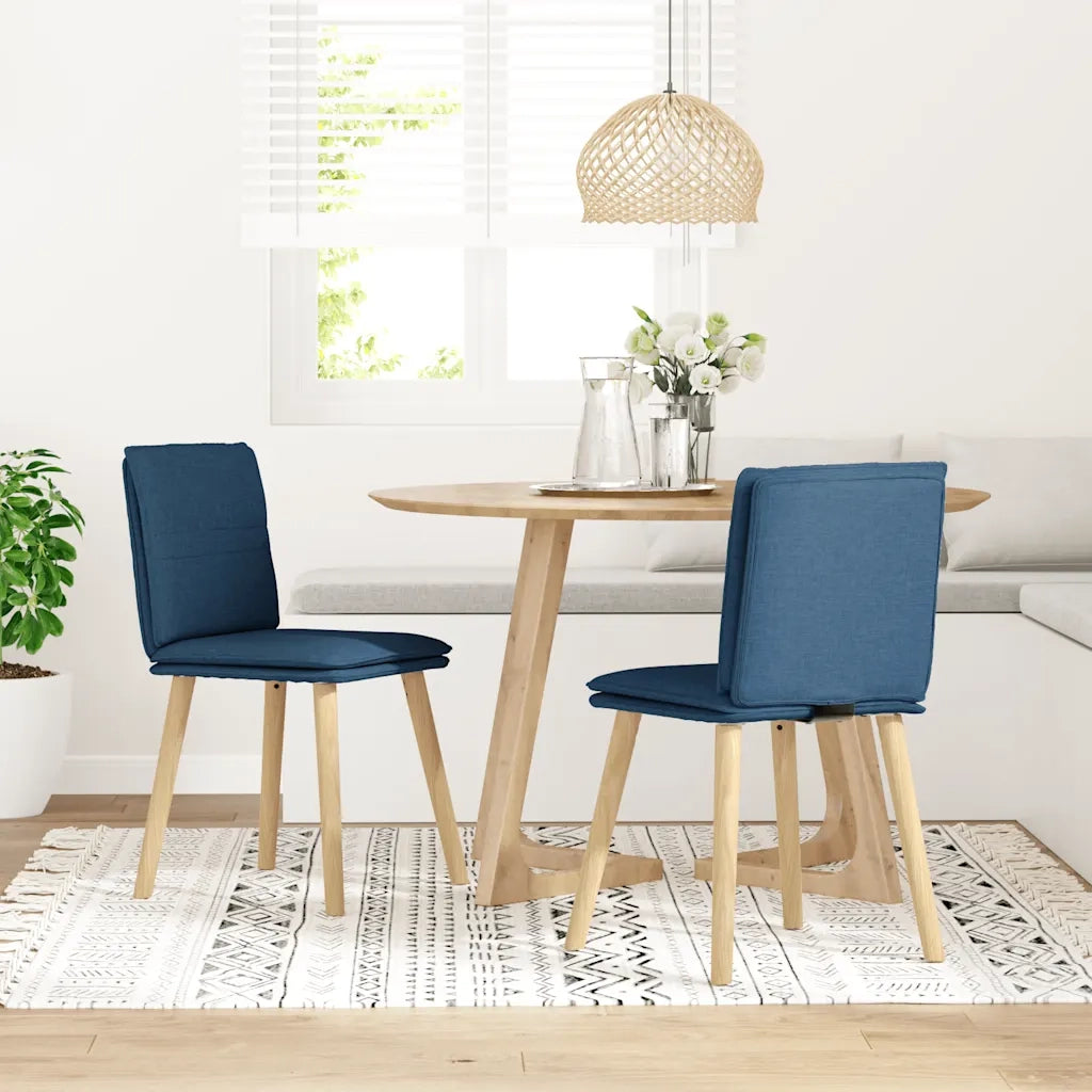 Sedie da Pranzo 2 pz Blu in Tessuto